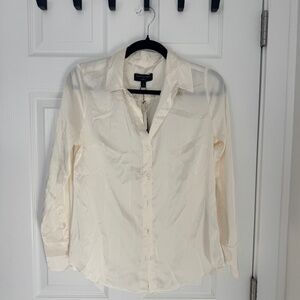 Banana Republic silk white long sleeve button up